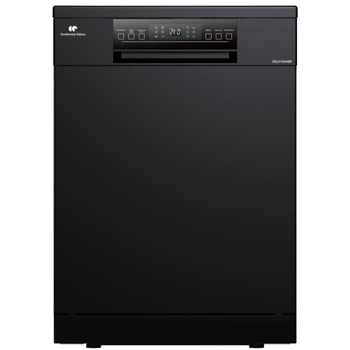 Lave-vaisselle pose-libre - CONTINENTAL EDISON - CELV1544IBP - 15 couverts - Inverter - 60 cm - 42 dB - Noir mat