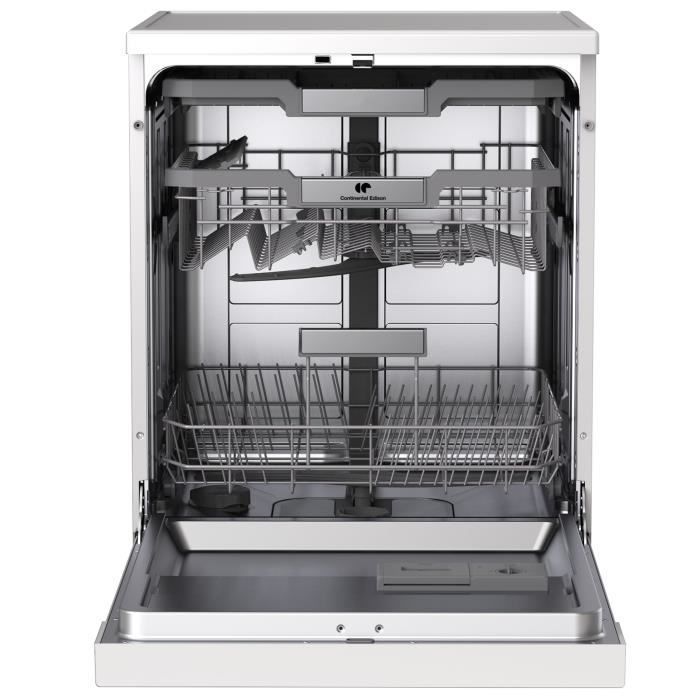 Lave-vaisselle pose-libre - CONTINENTAL EDISON - CELV1544IWP - 15 couverts - Inverter - 60 cm - 42 dB - Blanc