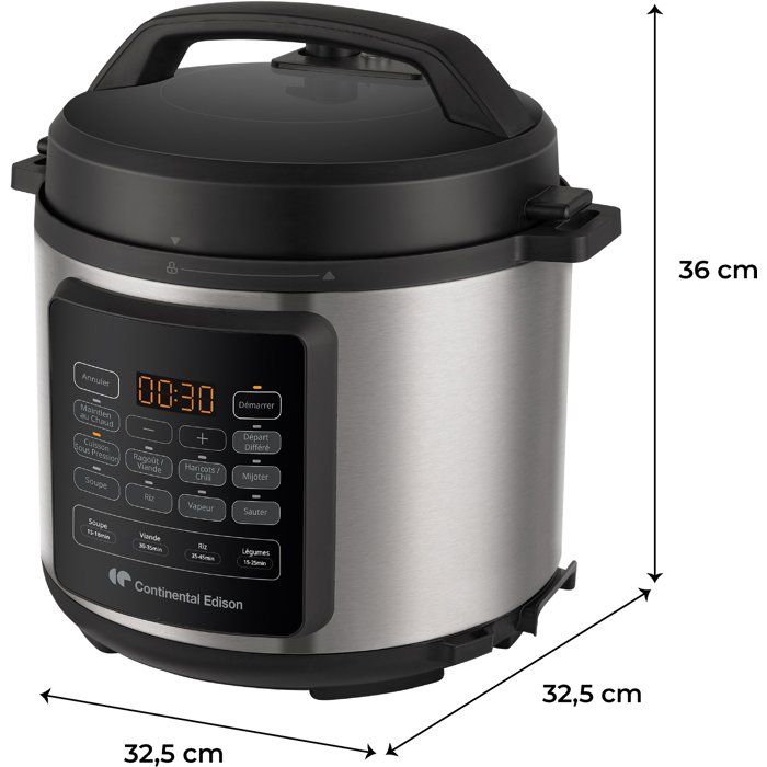 Multicuiseur Autocuisuer sous pression - CONTINENTAL EDISON - CEMCSP10006L - 6 L - 1000 W - Noir et inox