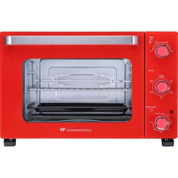 CONTINENTAL EDISON CEMF35R - Minifour Èlectrique 35L rouge - 1500W - Rotissoire, Convection naturelle
