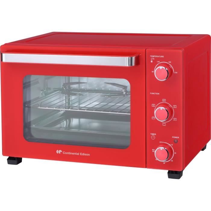 CONTINENTAL EDISON CEMF35R - Minifour Èlectrique 35L rouge - 1500W - Rotissoire, Convection naturelle