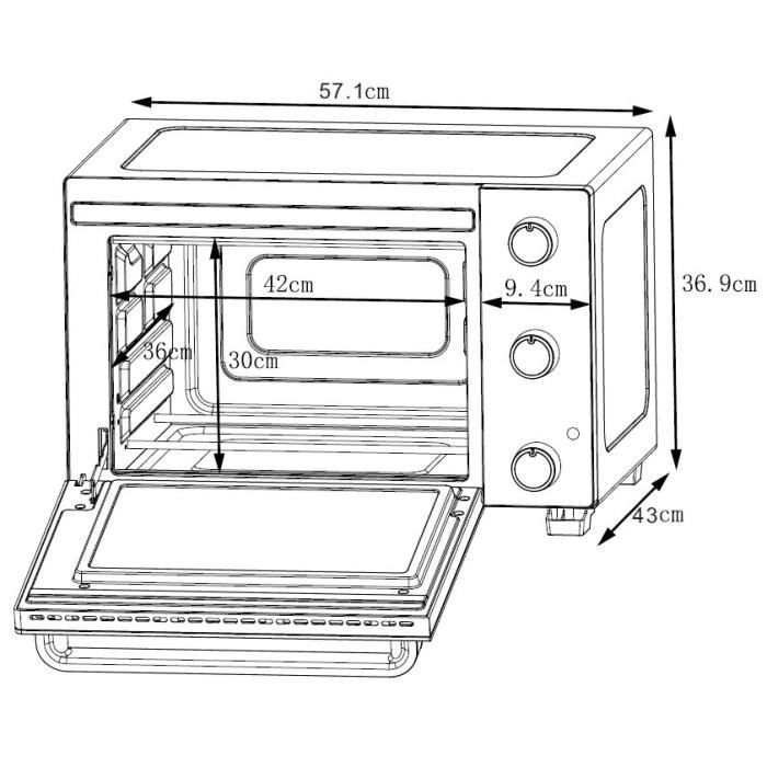 CONTINENTAL EDISON CEMF46B3 - Minifour Èlectrique 46L noir - 1800W - Rotissoire, Convection naturelle