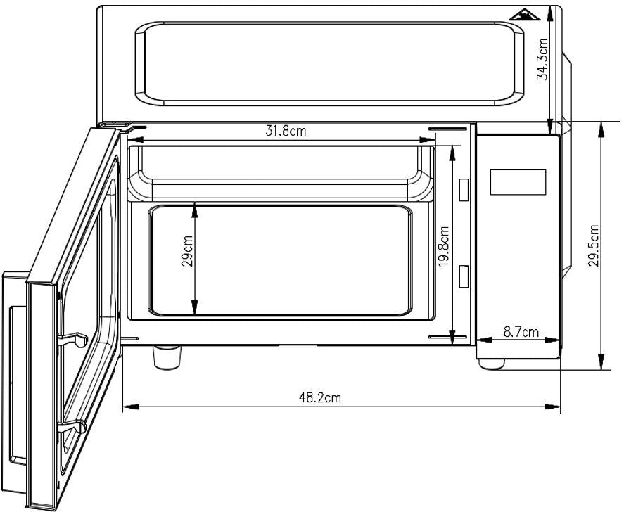 Micro-ondes sans plateau tournant - Flatbed - Grill - CONTINENTAL EDISON - CEMO23FB - 1280 W - L49,2xH29,7 xP34,8 cm - 23L - Noir