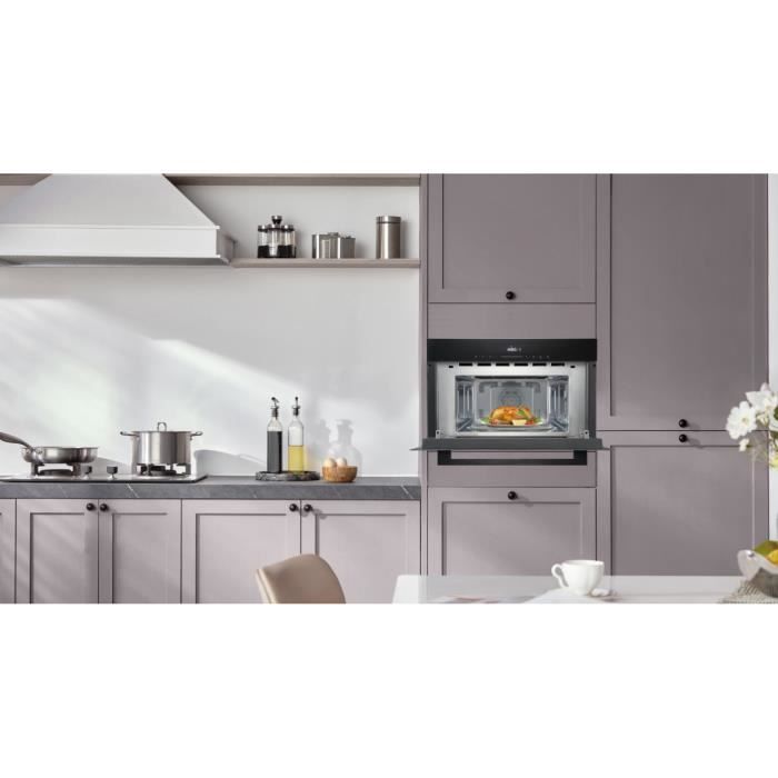 Four a micro-ondes encastrable - CONTINENTAL EDISON - 1450 W - 34 L -Combiné Gril - CEMO34CEB3 - 59,5 x 38,3 x 49,2 cm - Noir