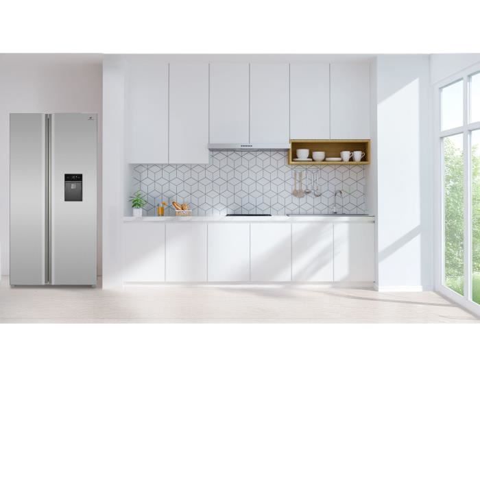 Réfrigérateur américain - CONTINENTAL EDISON - CERA505NFIXD - 503 L - Total No Frost (Sans givre) - Classe D - L92 x H177 cm - Inox