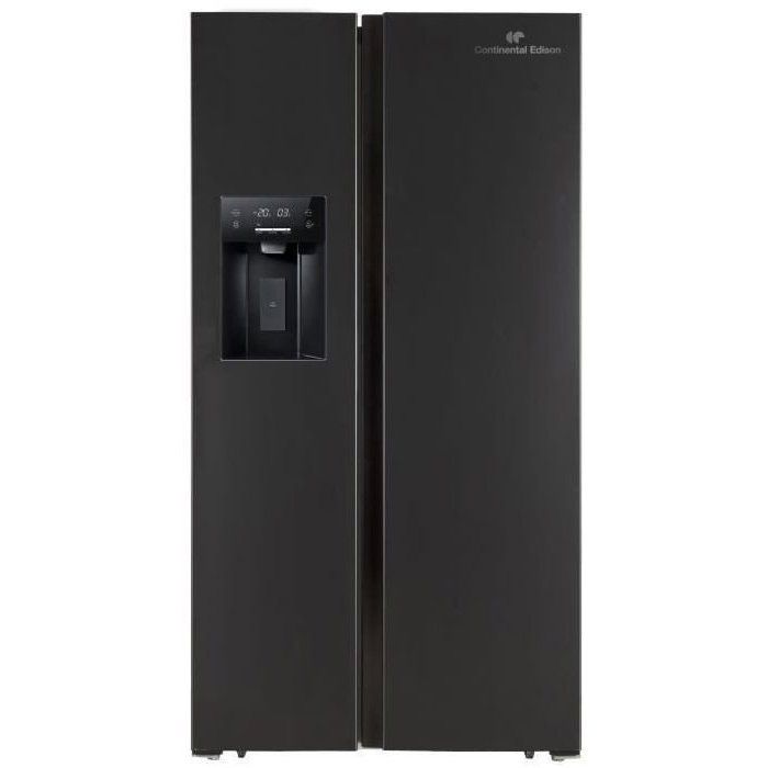 Réfrigérateur américain - CONTINENTAL EDISON - CERANF556B1 - Distributeur eau / glaçons - Classe E - 91,1 x 70,6 x 178 cm - Noir
