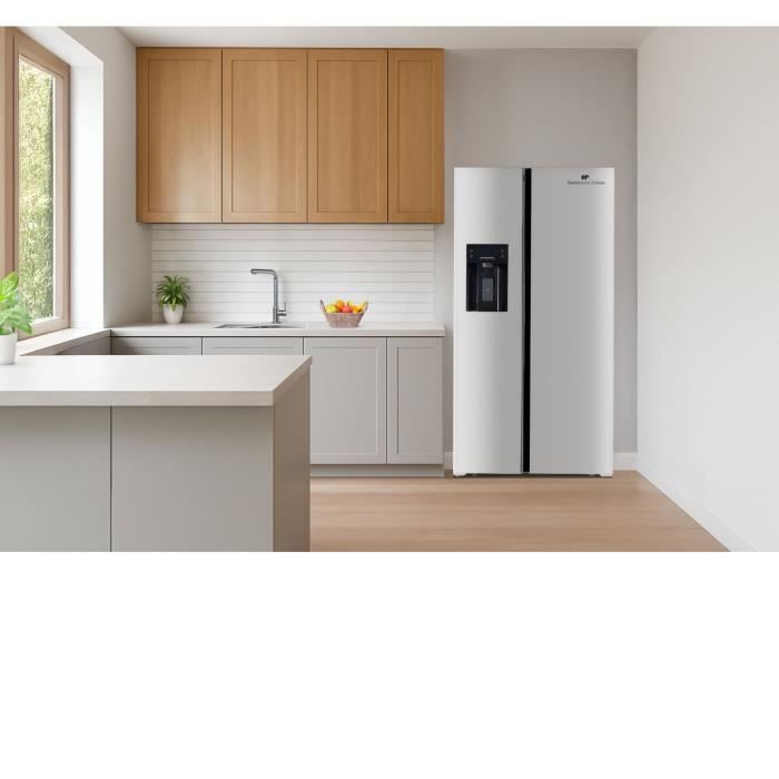 Réfrigérateur américain - CONTINENTAL EDISON - CERANF556IX1 - Distributeur eau / glaçons - Classe E - 91,1 x 70,6 x 178 cm - Silver