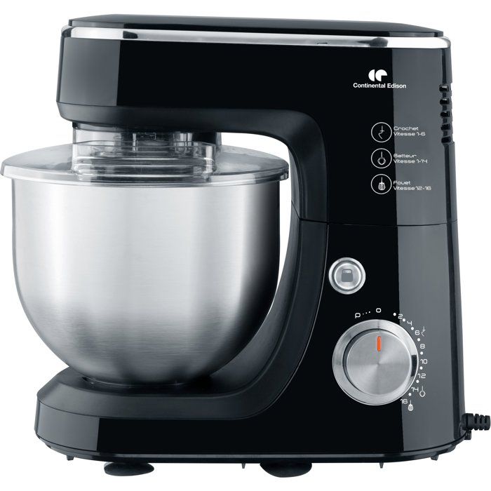 Robot pâtissier - CONTINENTAL EDISON - CERP800B2 - 800 W - 4,3 L - 10 vitesses + pulse - Noir