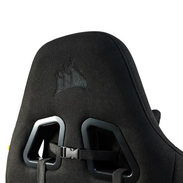 CORSAIR - Chaise bureau - Fauteuil Gaming - TC100 RELAXED - Tissu - Ergonomique - Accoudoirs rÈglables - Noir/Rouge (CF-9900014-WW)