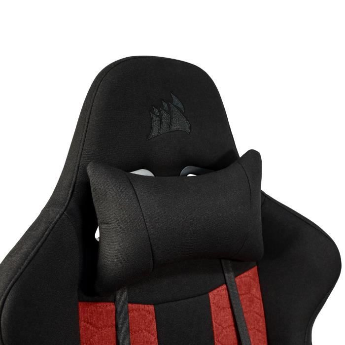 CORSAIR - Chaise bureau - Fauteuil Gaming - TC100 RELAXED - Tissu - Ergonomique - Accoudoirs rÈglables - Noir/Rouge (CF-9900014-WW)