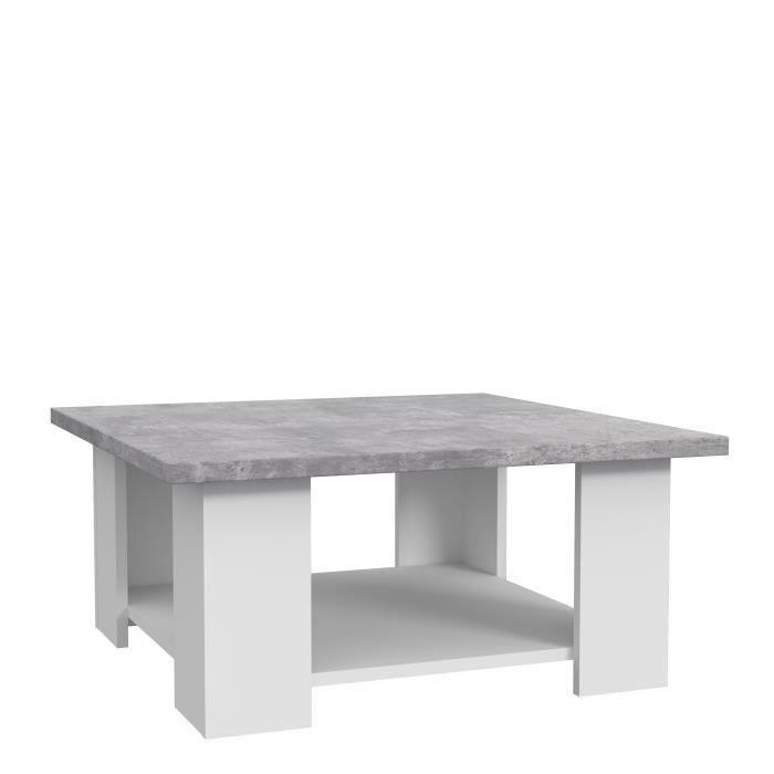 Table basse PILVI - Blanc et bÈton clair - Contemporain - L 67 x P 67 x H 31 cm