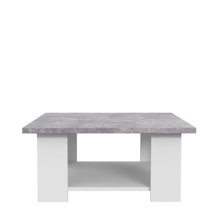 Table basse PILVI - Blanc et bÈton clair - Contemporain - L 67 x P 67 x H 31 cm