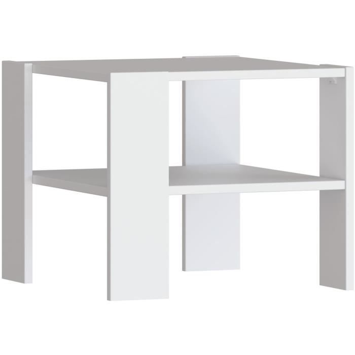 Table basse PILVI 2 Plateaux - Style contemporain - Particules mÈlaminÈ - DÈcor Blanc - L 55 x P 55 x H 45 cm