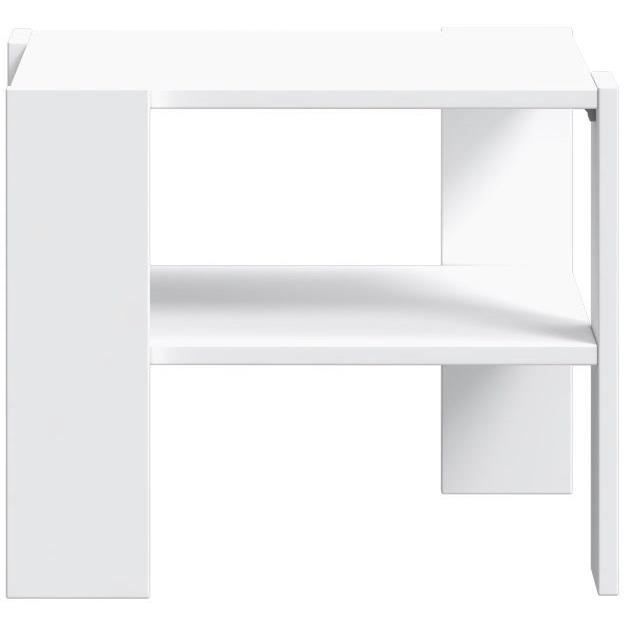 Table basse PILVI 2 Plateaux - Style contemporain - Particules mÈlaminÈ - DÈcor Blanc - L 55 x P 55 x H 45 cm