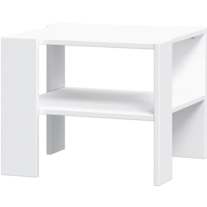 Table basse PILVI 2 Plateaux - Style contemporain - Particules mÈlaminÈ - DÈcor Blanc - L 55 x P 55 x H 45 cm