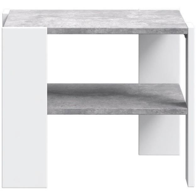 Table basse PILVI 2 Plateaux - Style contemporain - Particules mÈlaminÈ - DÈcor Blanc et bÈton clair - L 55 x P 55 x H 45 cm