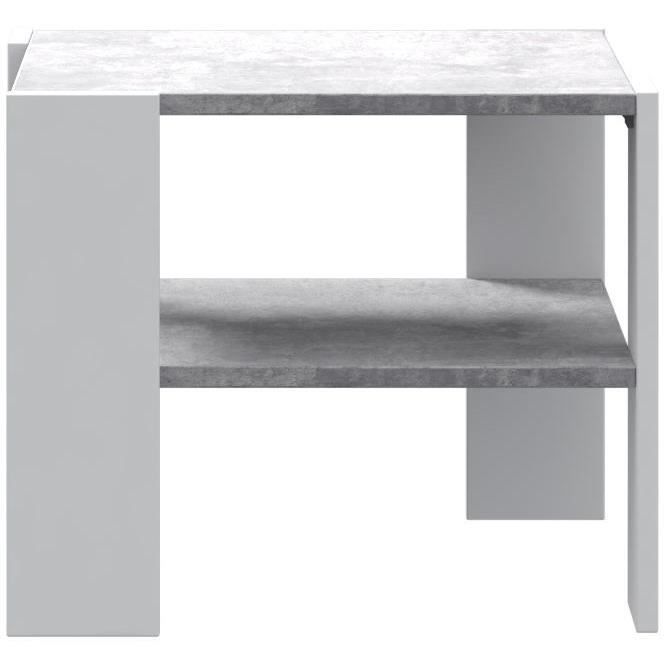 Table basse PILVI 2 Plateaux - Style contemporain - Particules mÈlaminÈ - DÈcor Blanc et bÈton clair - L 55 x P 55 x H 45 cm