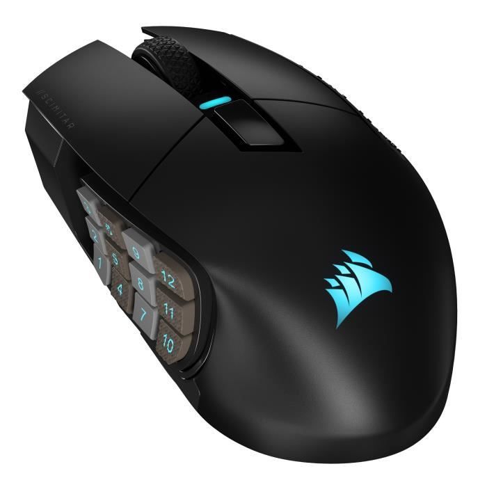 Souris Gaming - Sans fil - CORSAIR - SCIMITAR ELITE RGB Wireless - 16 boutons programmables - Autonomie 150h - Noir (CH-9314311-EU)
