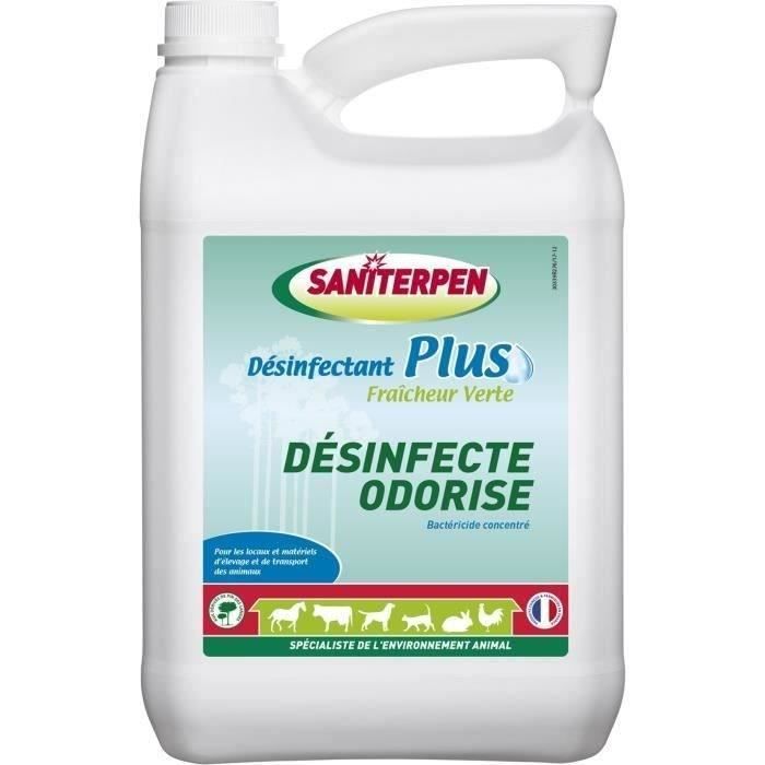SANITERPEN Plus 5 L- Désinfectant Plus Fraicheur Verte 5L. Bactéricide concentré