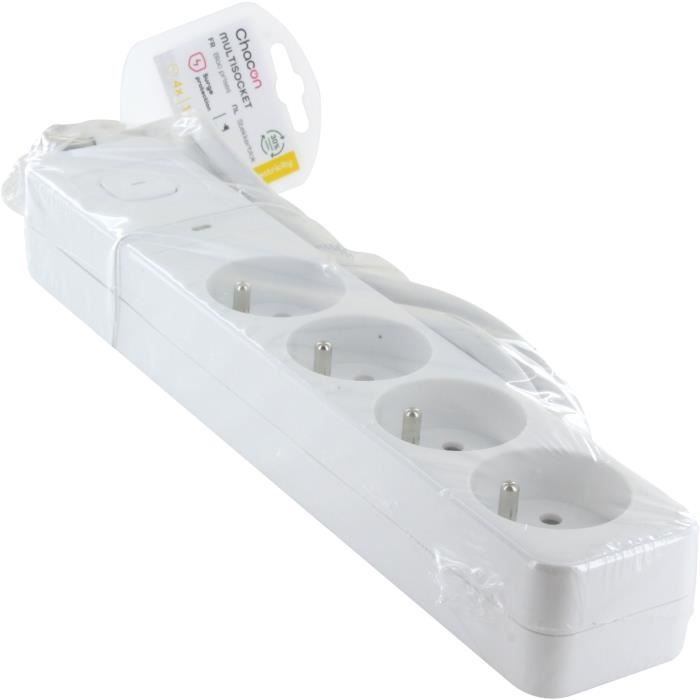 Multiprise - CHACON - 4 x 16 A - Cordon 1,5 m - Protection surtension