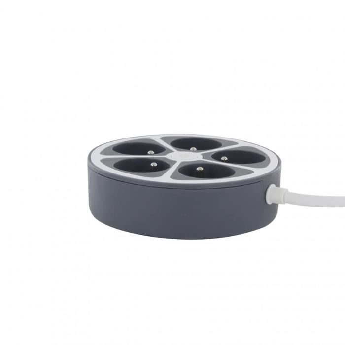 Chacon Multiprise bureau 16A.250V-Max 3680W 5x16A cable 1,5m- Couleur gris -Interrupteur
