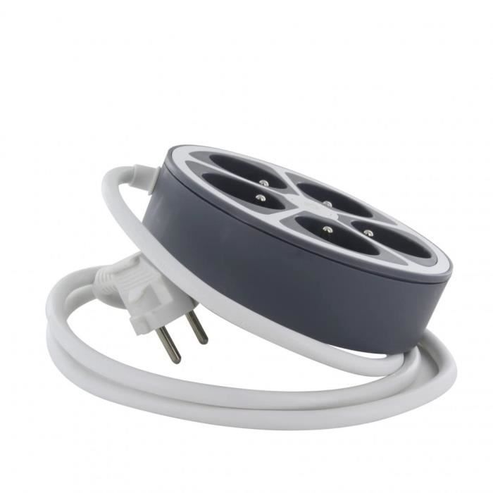 Chacon Multiprise bureau 16A.250V-Max 3680W 5x16A cable 1,5m- Couleur gris -Interrupteur