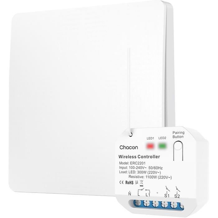 Set module Èclairage et interrupteur - CHACON - 54666 - Sans fil - Sans piles