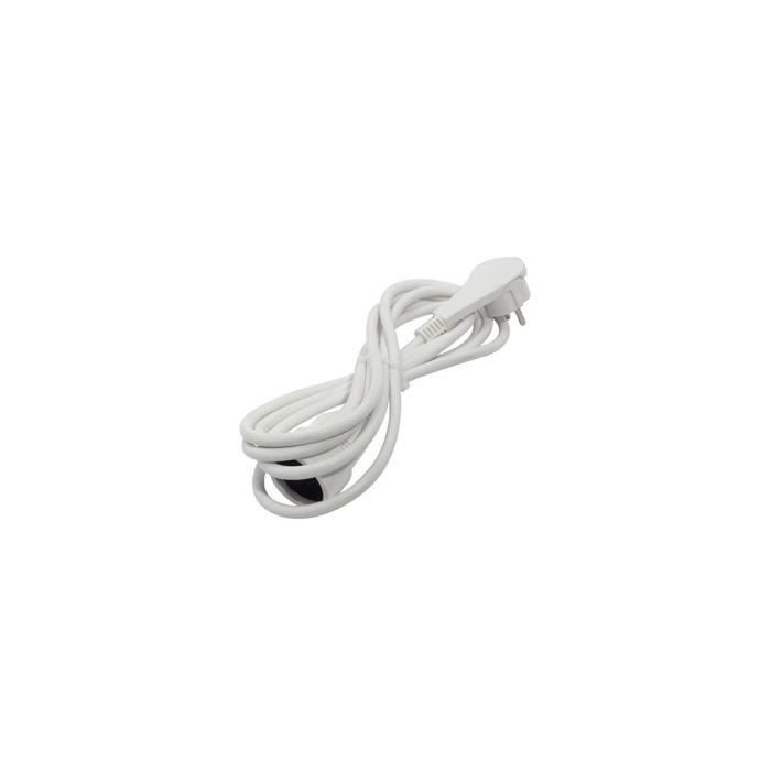 CHACON Prolongateur HO5VVF 3 x 1,5 mm˛- 3 m - Avec fiche plate - Blanc