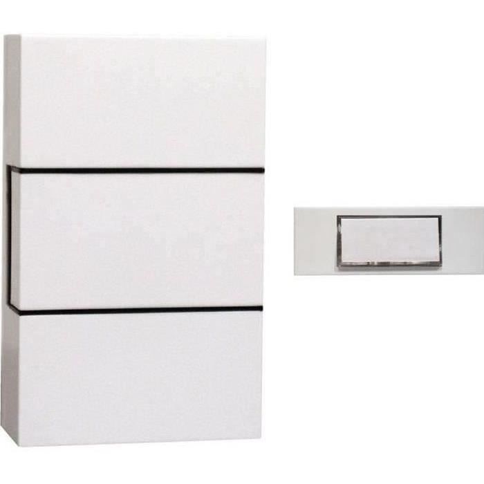 Carillon filaire CHACON - 1 mélodie - Bouton poussoir avec rétroéclairage - Blanc