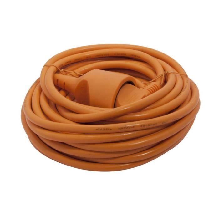 CHACON Rallonge Èlectrique 12 m HO5VVF 3x1,5 mm2 orange