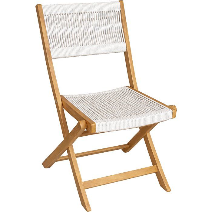 Lot de 2 chaises de jardin pliantes - AWANA - Bois d'acacia FSC - Cordage tressé - 52 x 48 x 85 cm