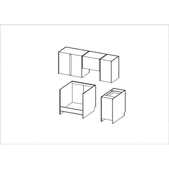 CHAMONIX Cuisine complete 180cm 5 ÈlÈments - DÈcor chene clair - L180 x P52 x H82 cm - Plan de travail non inclus