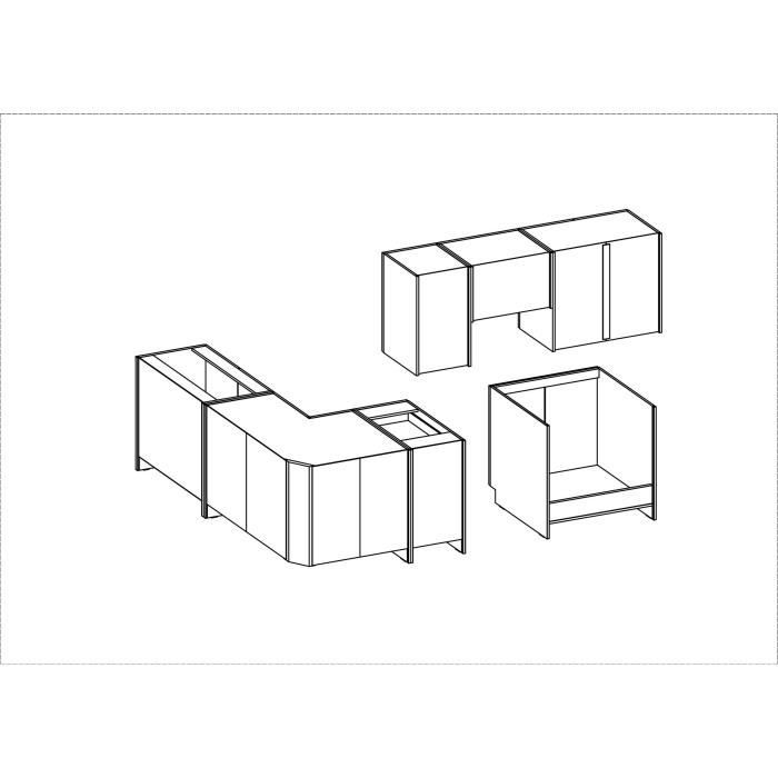 CHAMONIX Cuisine complete d'angle rÈversible (gauche / droit) - DÈcor chene - L400 x P52 x H82 cm - Plan de travail non inclus