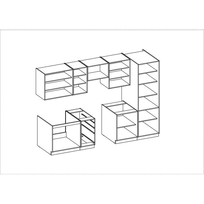 CHAMONIX Cuisine complete 300cm 8 ÈlÈments - DÈcor chene clair - L300 x P52 x H82 cm - Plan de travail non inclus