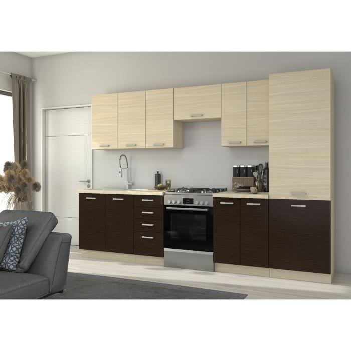 CHAMONIX Meuble bas Èvier - DÈcor chene clair - L80 x P52 x H82 cm - plan de travail non inclus