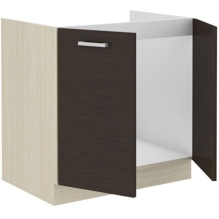 CHAMONIX Meuble bas Èvier - DÈcor chene clair - L80 x P52 x H82 cm - plan de travail non inclus