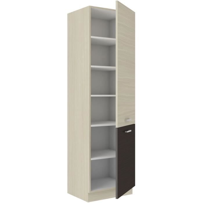 CHAMONIX Colonne cuisine - 2 Portes - MÈlaminÈ - DÈcor chene - L 60 x P 57 x H 210 cm
