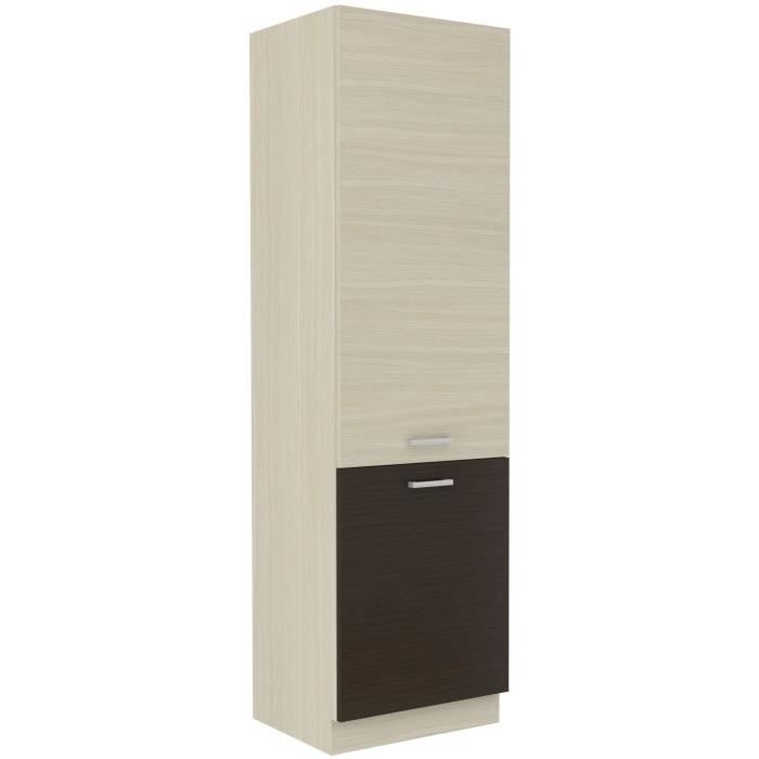 CHAMONIX Colonne cuisine - 2 Portes - MÈlaminÈ - DÈcor chene - L 60 x P 57 x H 210 cm