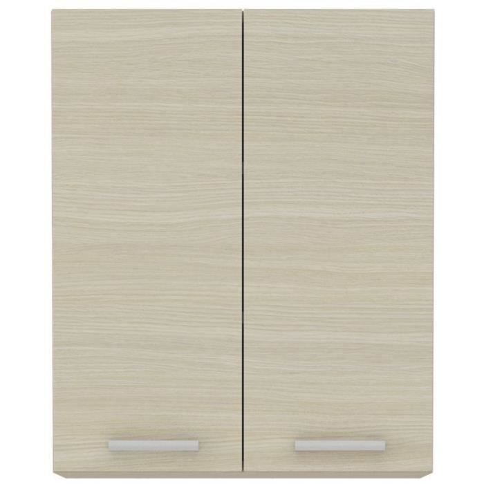 CHAMONIX Meuble haut - 2 Portes battantes - MÈlaminÈ - DÈcor chene - L 60 x P 31 x H 72 cm