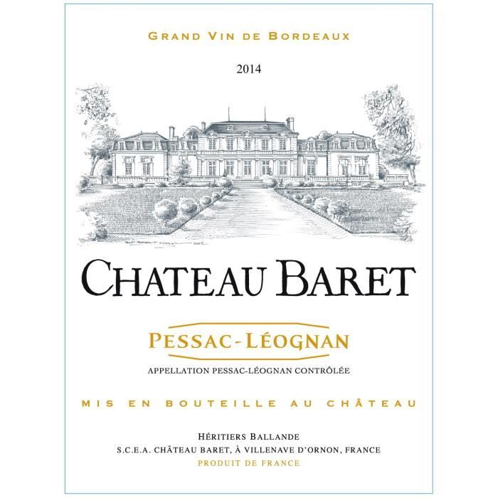 Château Baret 2014 Pessac-Léognan - Vin rouge de Bordeaux