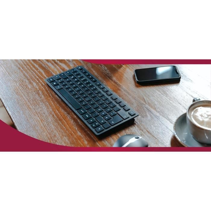 Clavier compact 2,4 GHz, Bluetooth 5.0 et filaire - CHERRY KW 9200 MINI - Rechargeable - Noir