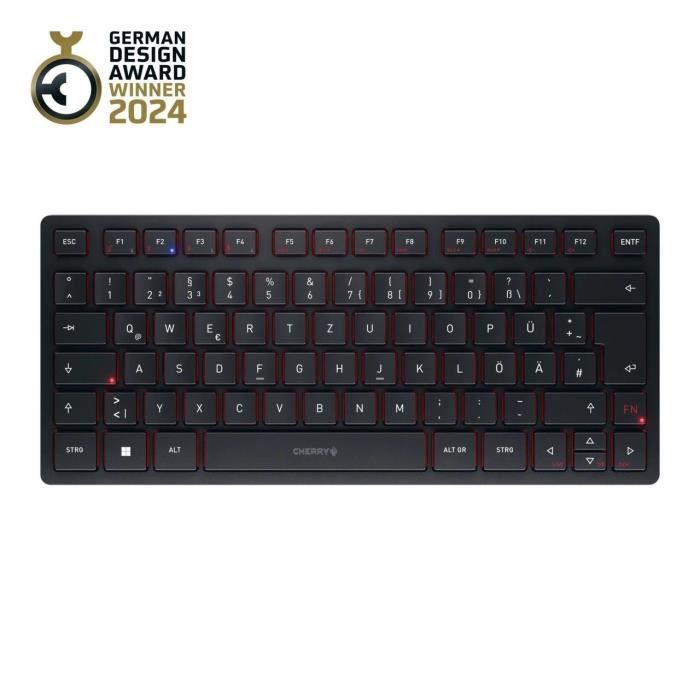 Clavier compact 2,4 GHz, Bluetooth 5.0 et filaire - CHERRY KW 9200 MINI - Rechargeable - Noir