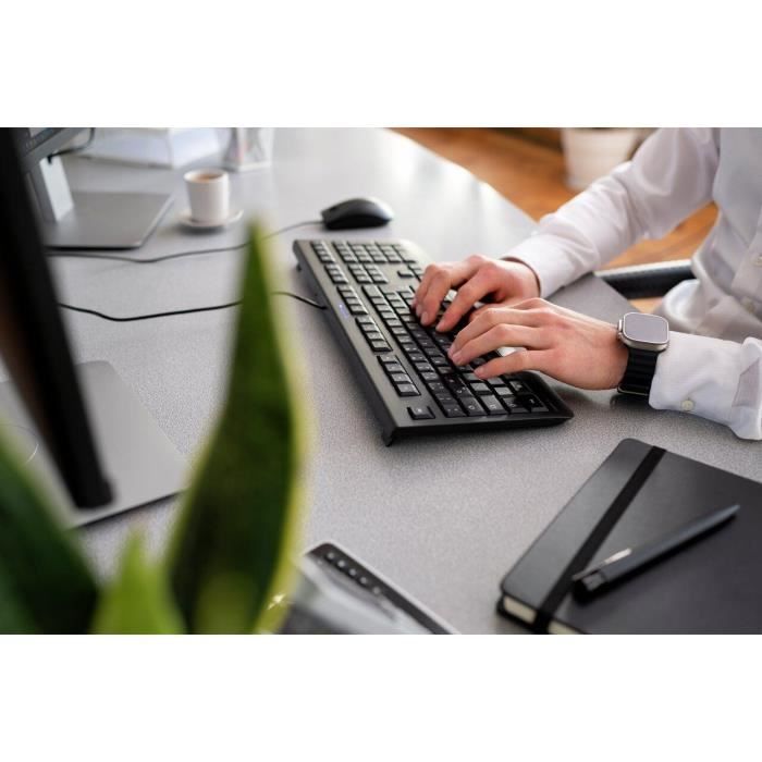 Clavier filaire - CHERRY KC 1000 - 3 LED d´état bleues - Noir