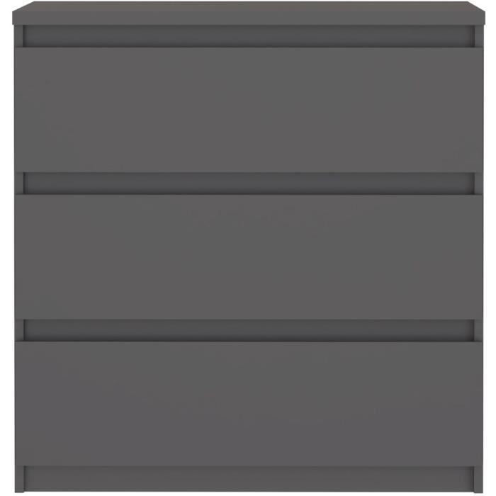 Commode CHELSEA 3 Tiroirs - Couleur gris anthracite - L 77,2 x P 42 x H 79,9 cm