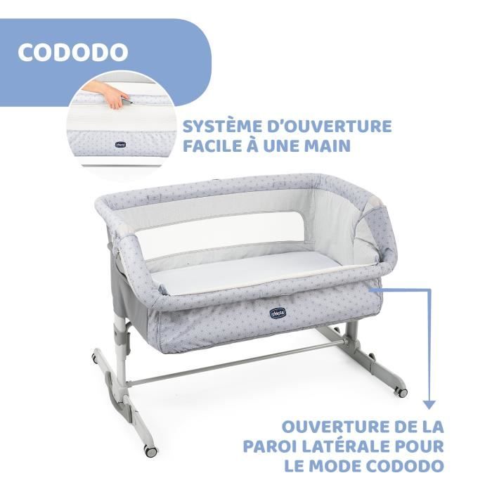 Berceau cododo Next2Me Dream Silver - CHICCO - A partir de 0 mois - Hauteur rÈglable - Matelas inclus