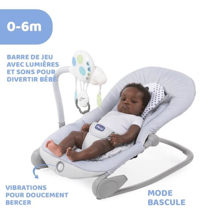 Transat évolutif CHICCO - modele BALLOON DOTS - musical, avec arche jouet et vibration