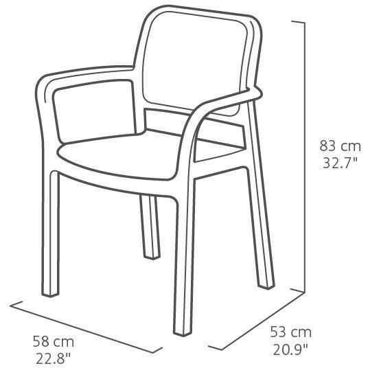 Allibert by KETER - Chloe - lot de 6 fauteuils de jardin - en résine aspect rotin tressé - gris graphite