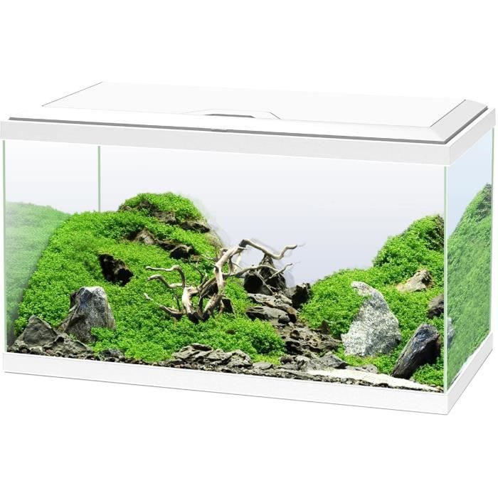 Aquarium 60 cm - CIANO - 58 litres + Filtre + LED + Chauffage + Consommables - Blanc