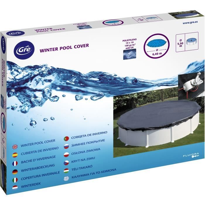 GRE - B‚che d'hivernage pour piscine tubulaire hors sol ronde ÿ3,50m - 120g/m≤ - Protege des dÈbris et diminue l'Èvaporation