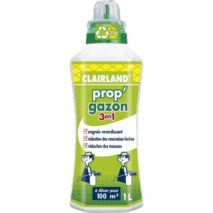 CLAIRLAND Engrais Gazon liquide PROP'GAZON 3 en 1 - concentré 1 L
